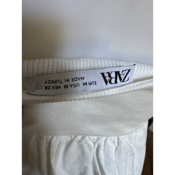 ZARA White Eyelet Embroidered Sleeveless Dress Size M NWT Summer Casual Cotton - Picture 7 of 9
